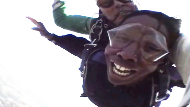 This photo was captured mid-air during my skydive.  